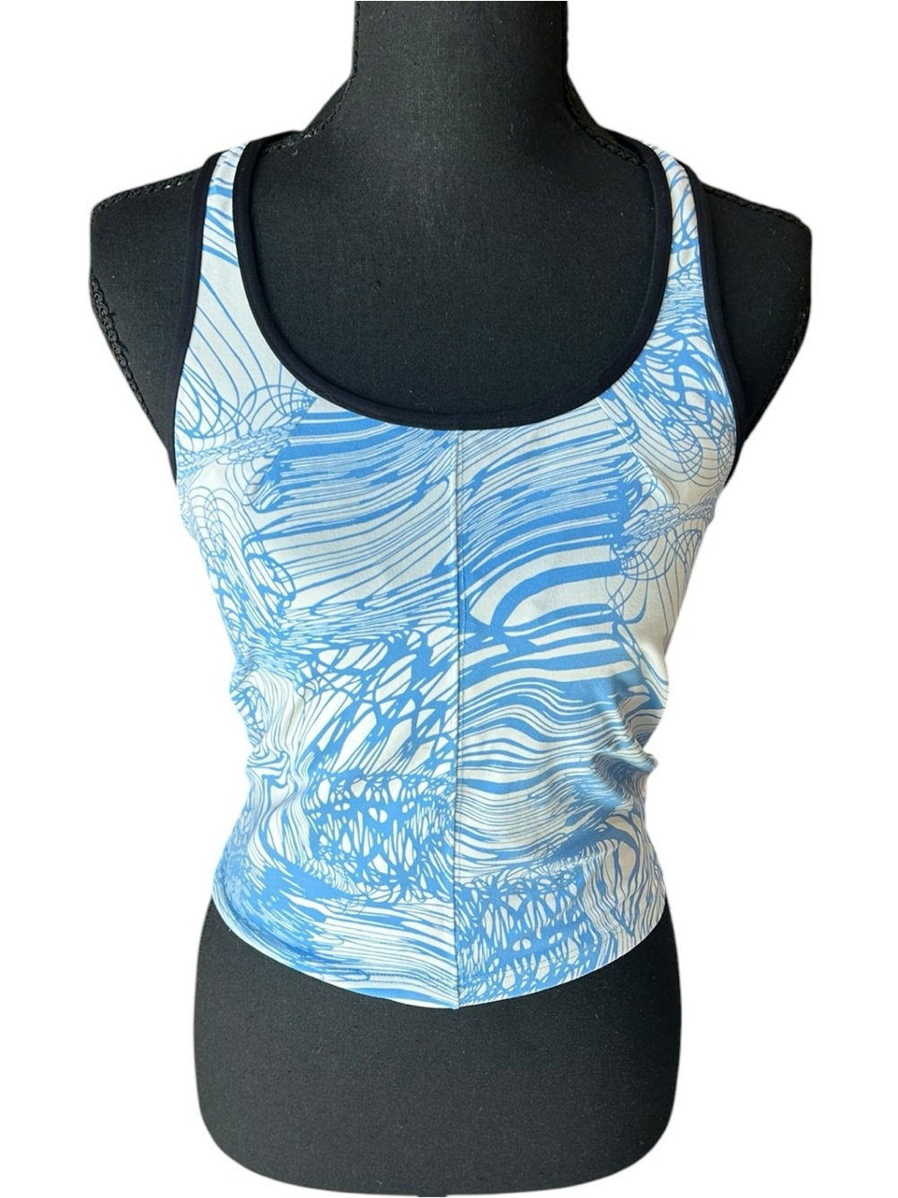Vintage Reebok Blue Racerback Workout Tank Top Built In Sports Bra Y2K